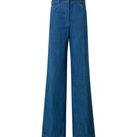 Weite Hose aus Baumwoll-Denim-Stretch
