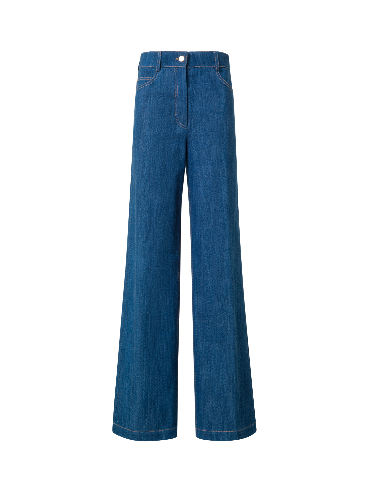 Designer Weite Hose aus Baumwoll-Denim-Stretch - Blau