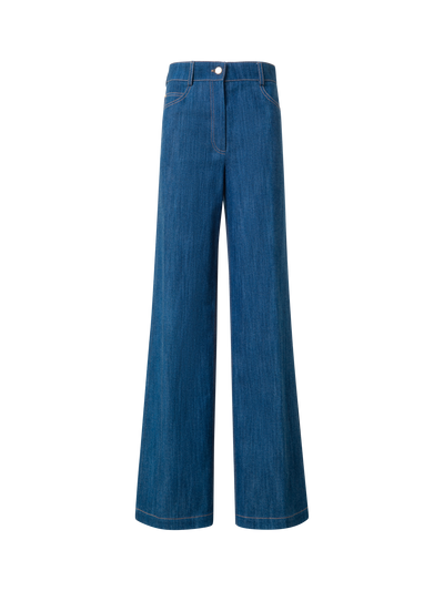 Designer Weite Hose aus Baumwoll-Denim-Stretch - Blau