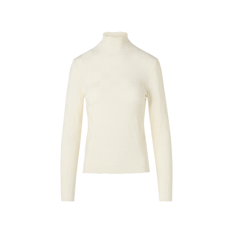 Taillierter Wollpullover mit 3D Dice Strick