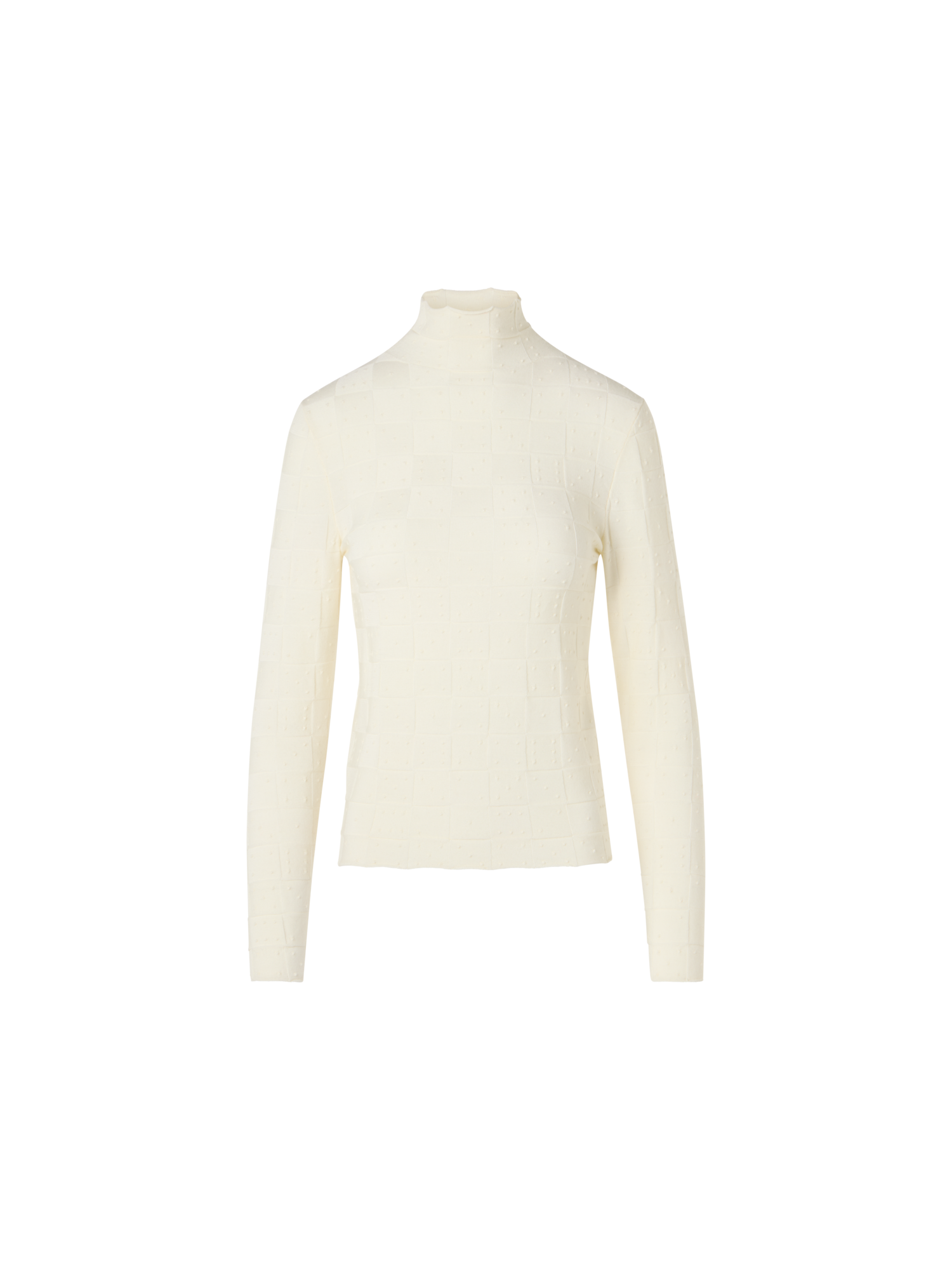 Designer Taillierter Wollpullover mit 3D Dice Strick - Ecru