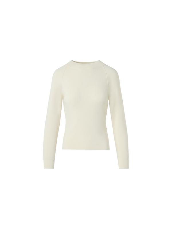Designer Taillierter Kaschmir-Seiden-Strickpullover - Ecru