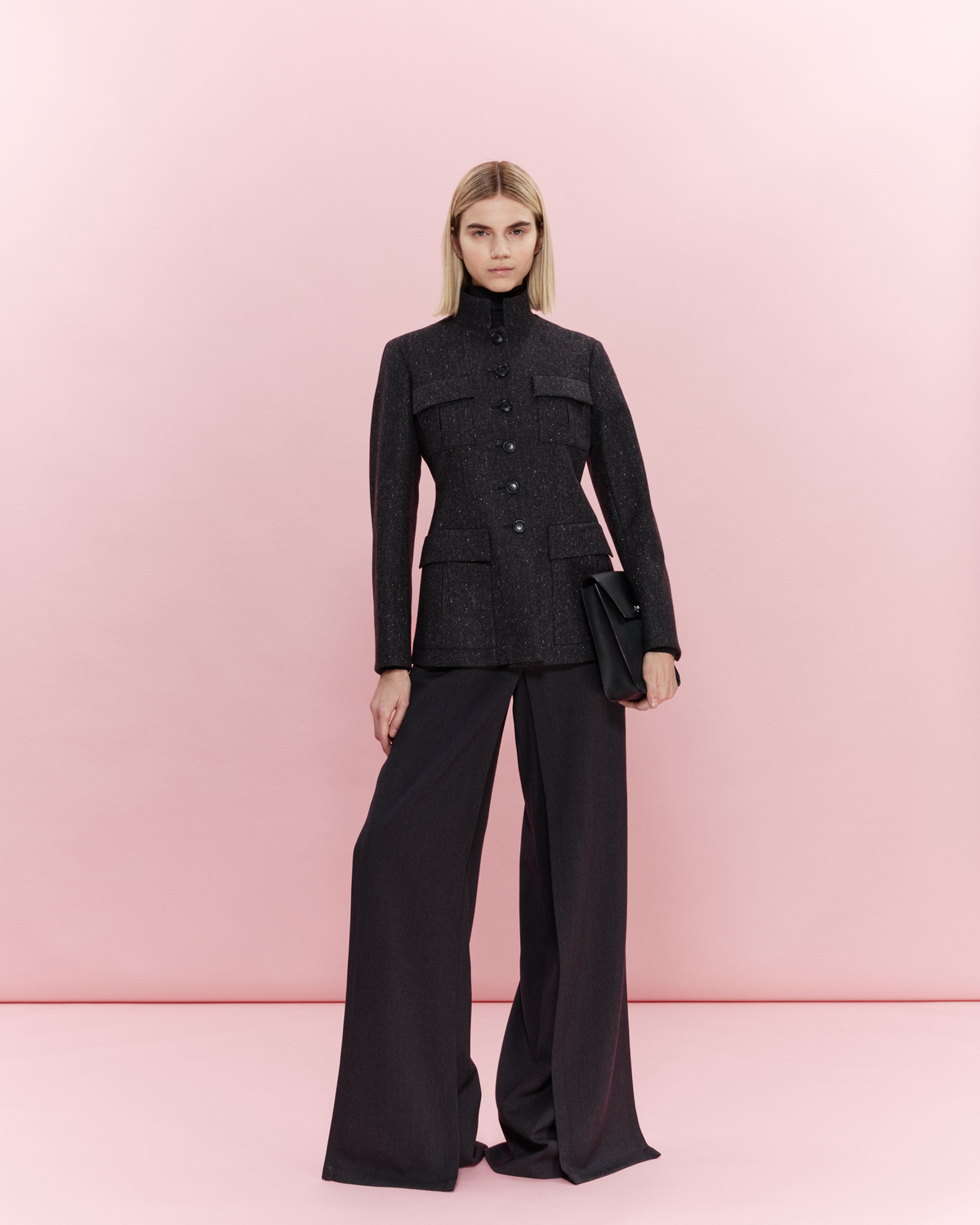 Designer Taillierte Kaschmirjacke mit Fischgrat - Grau 