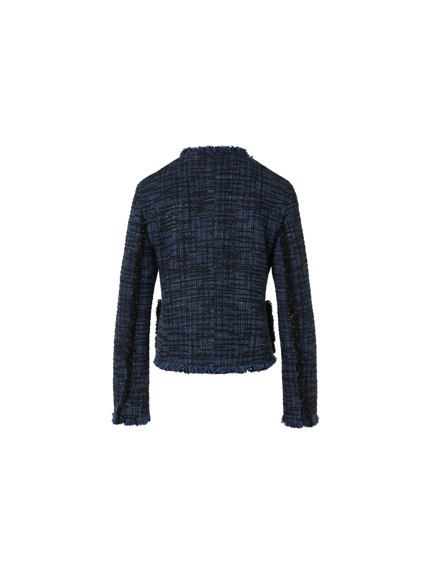 Designer Short Jacket in Wool Tweed - Dunkelblau