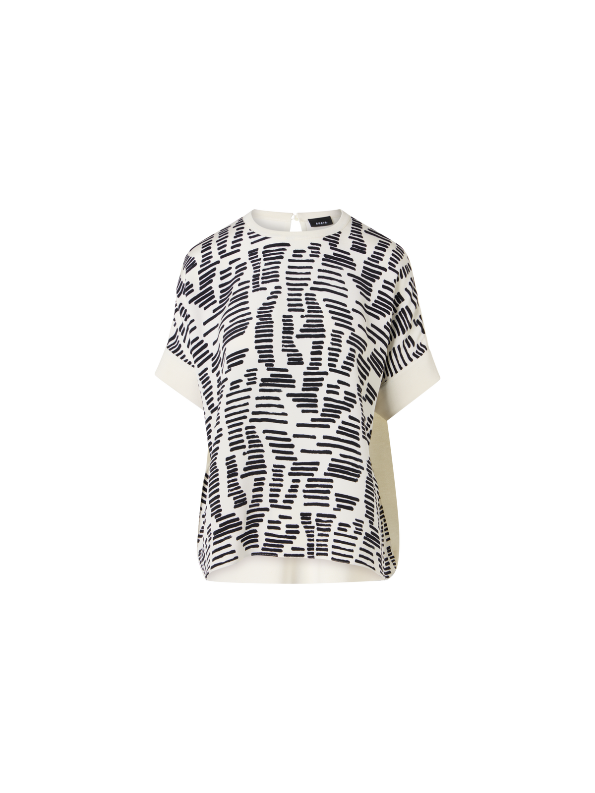 Designer Oversized Strick-Tunika mit Dance Movements Print - Ecru