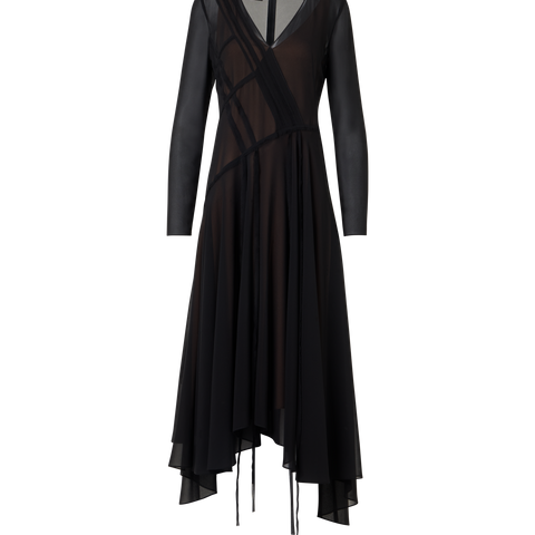 Asymmetrical Silk Georgette Midi Dress