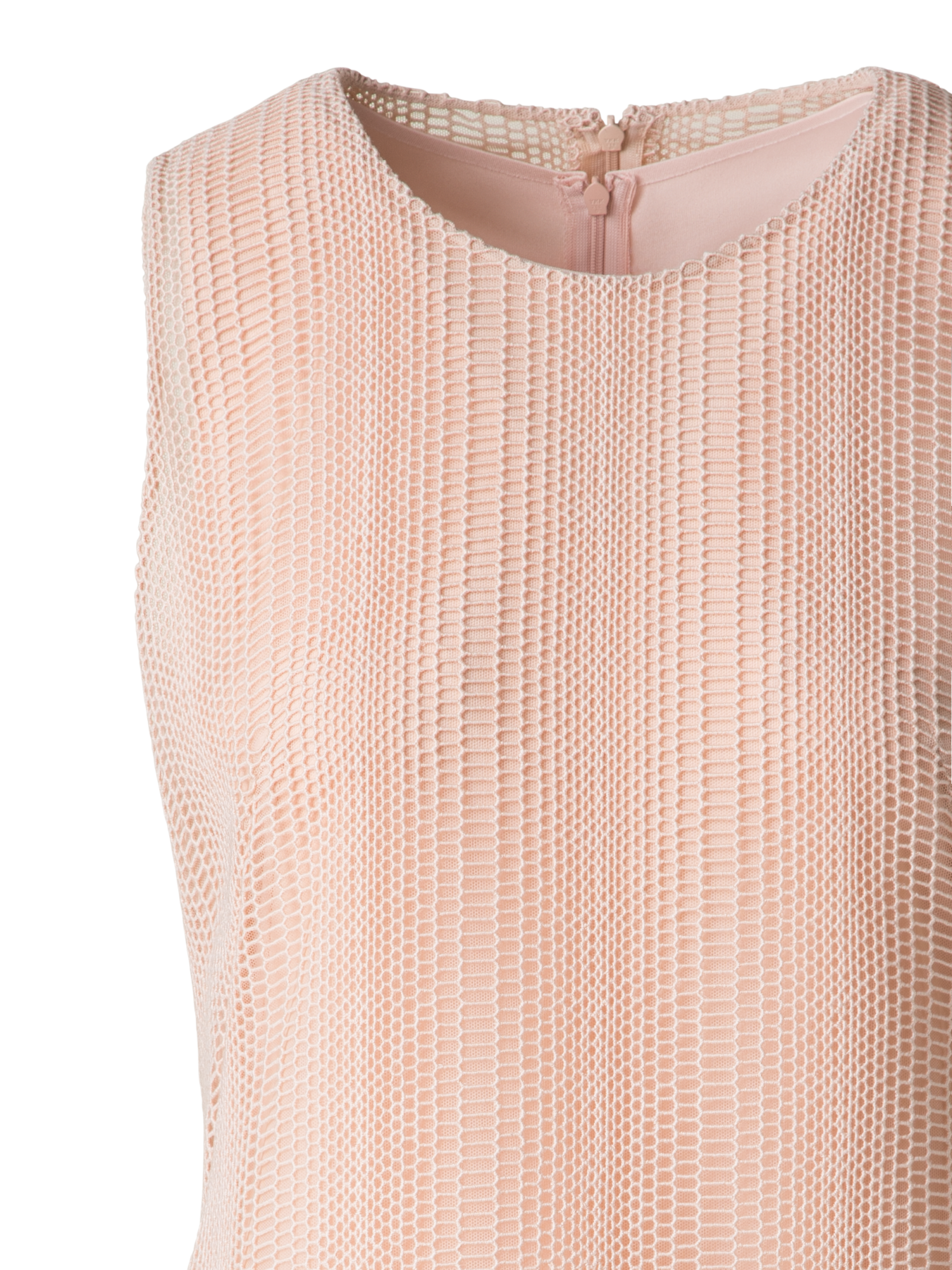 Designer Allover Stickerei-Cocktailkleid mit Wellen - Beige