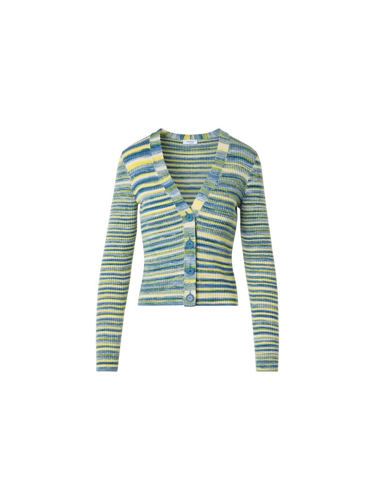 Designer Space-Dye-Rippstrick-Cardigan aus Merinowolle - Bunt