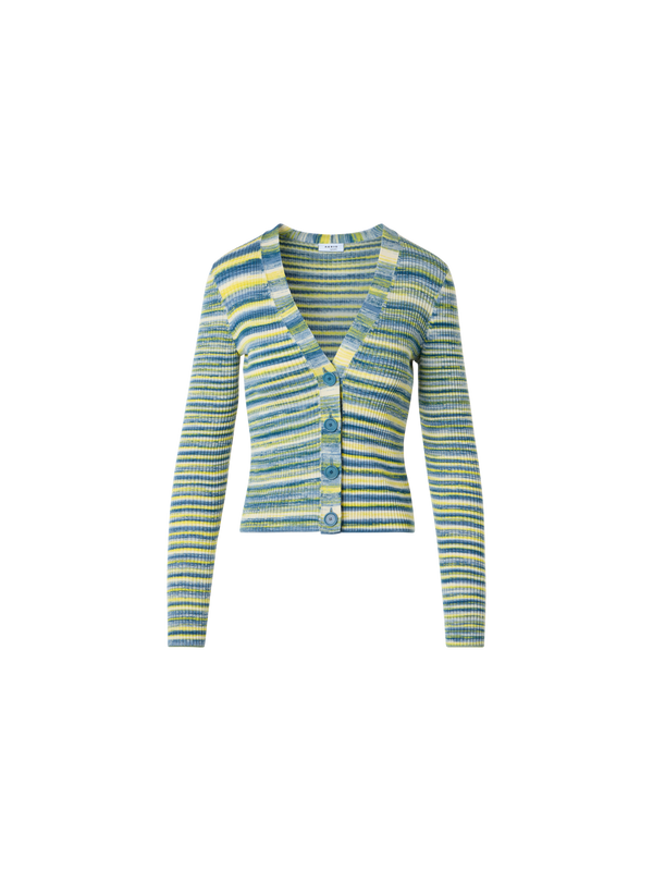 Designer Space-Dye-Rippstrick-Cardigan aus Merinowolle - Bunt