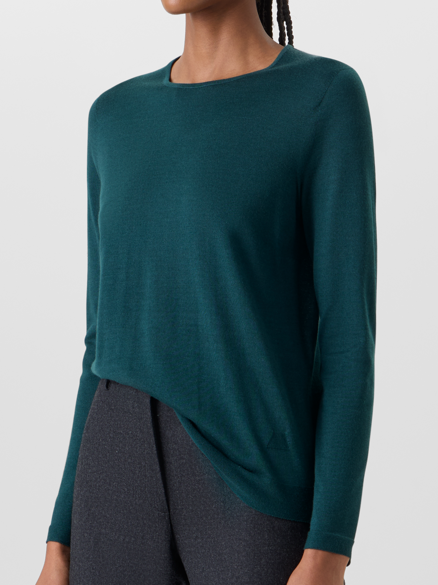 Designer Nahtloser Rundhals-Pullover aus Kaschmirseide - Grün 