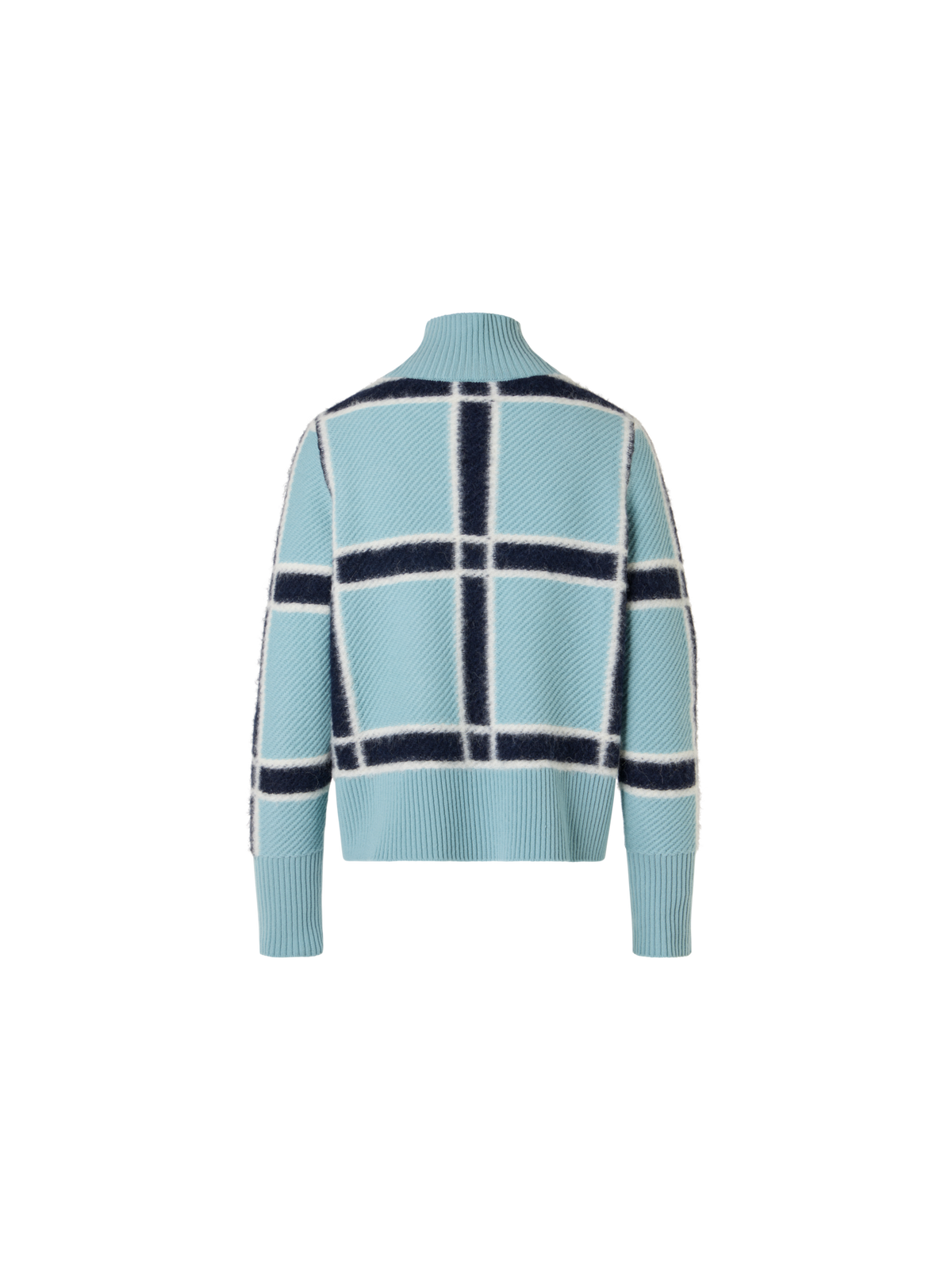 Designer Wolle-Kaschmir Pullover mit Intarsia-Karo - Blau