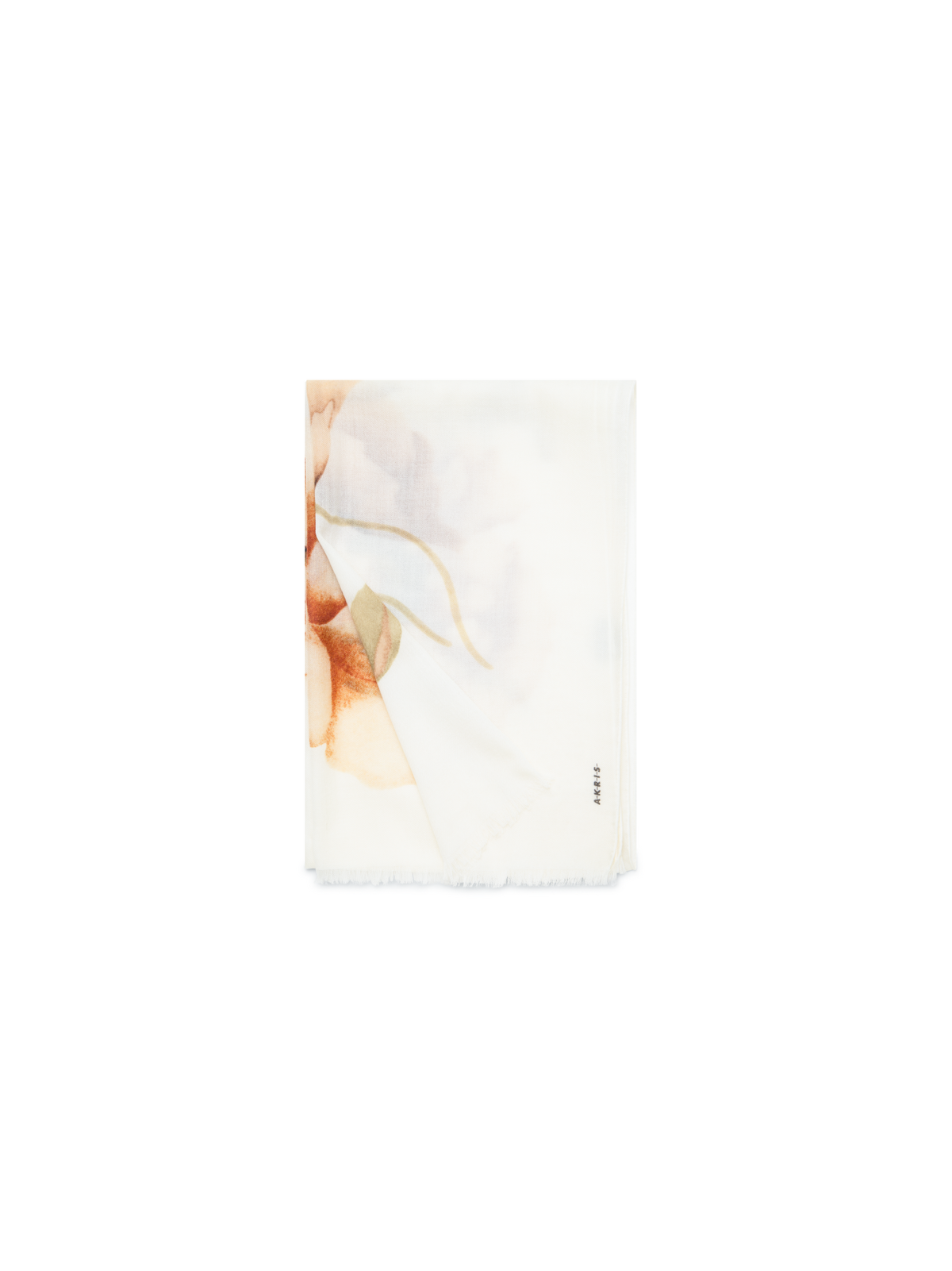 Designer Kaschmir-Seidenschal mit Anemone Druck - Bunt - Ecru - Weiss