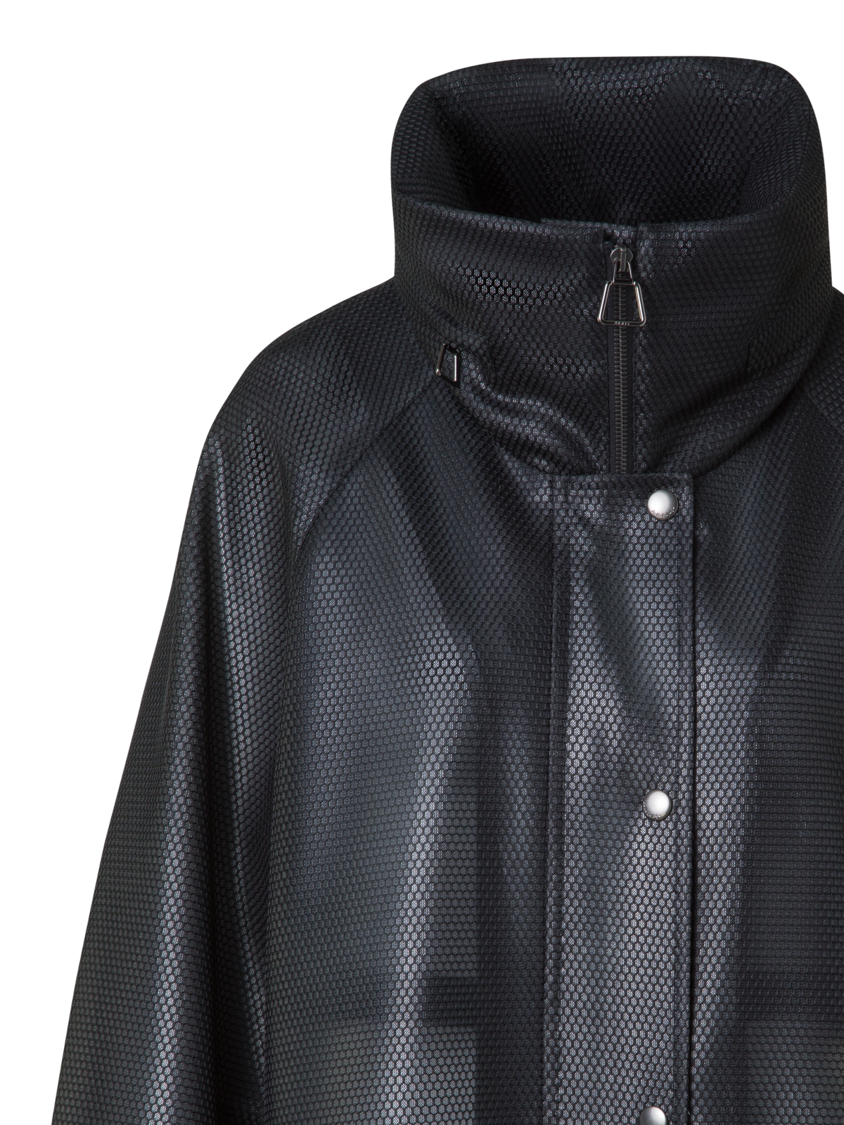 Designer Langer wasserabweisender Mantel mit Kapuze - Schwarz