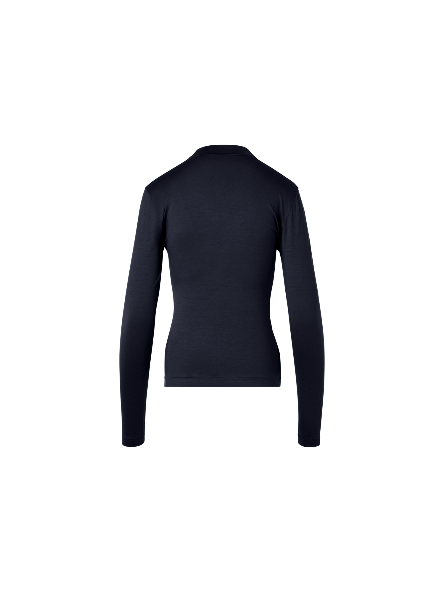 Designer Bluse aus Baumwoll-Stretch-Jersey mit V-Ausschnitt - Dunkelblau