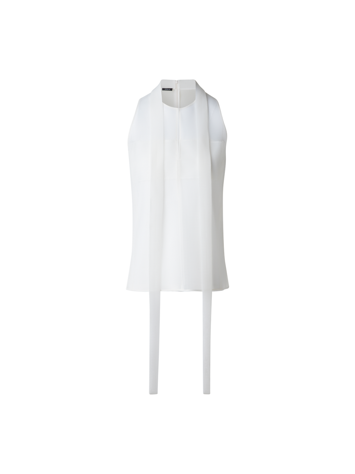 Designer Ärmellose Techno-Bluse mit Schleife - Weiss