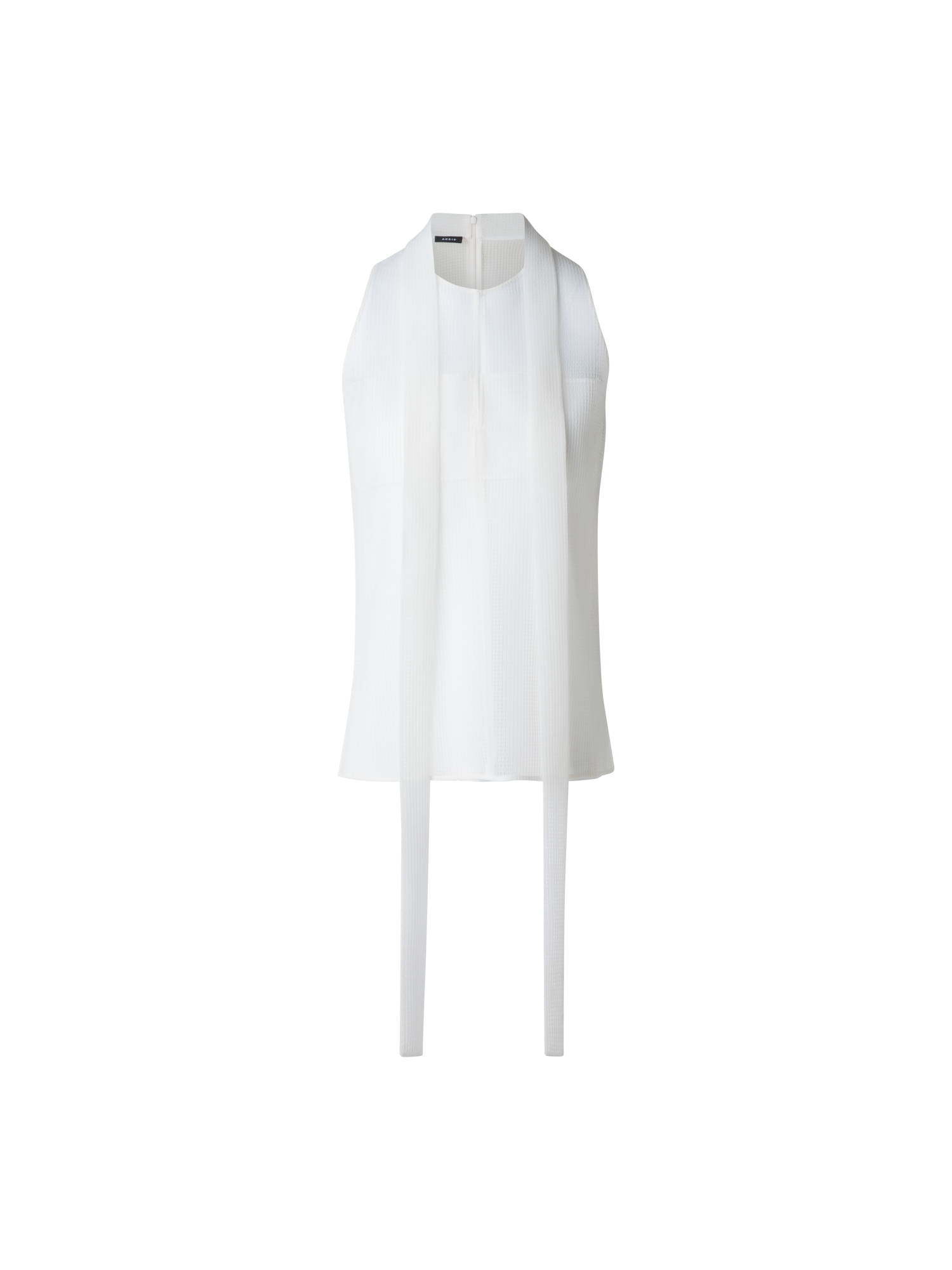 Designer Ärmellose Techno-Bluse mit Schleife - Weiss