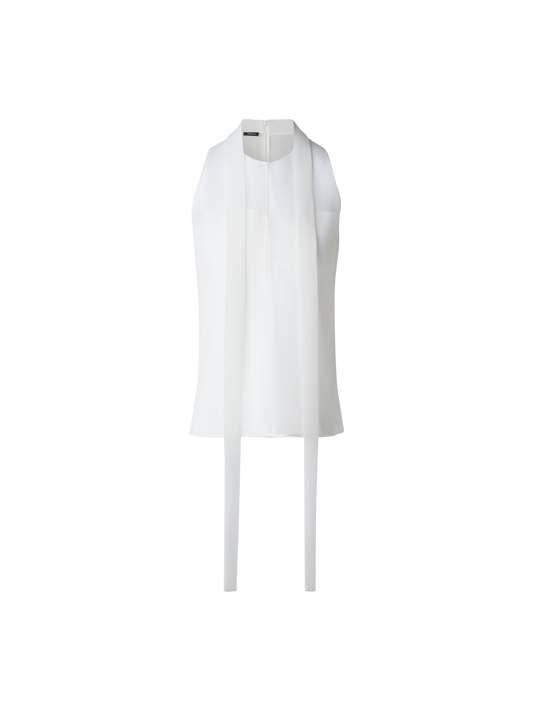 Designer Ärmellose Techno-Bluse mit Schleife - Weiss