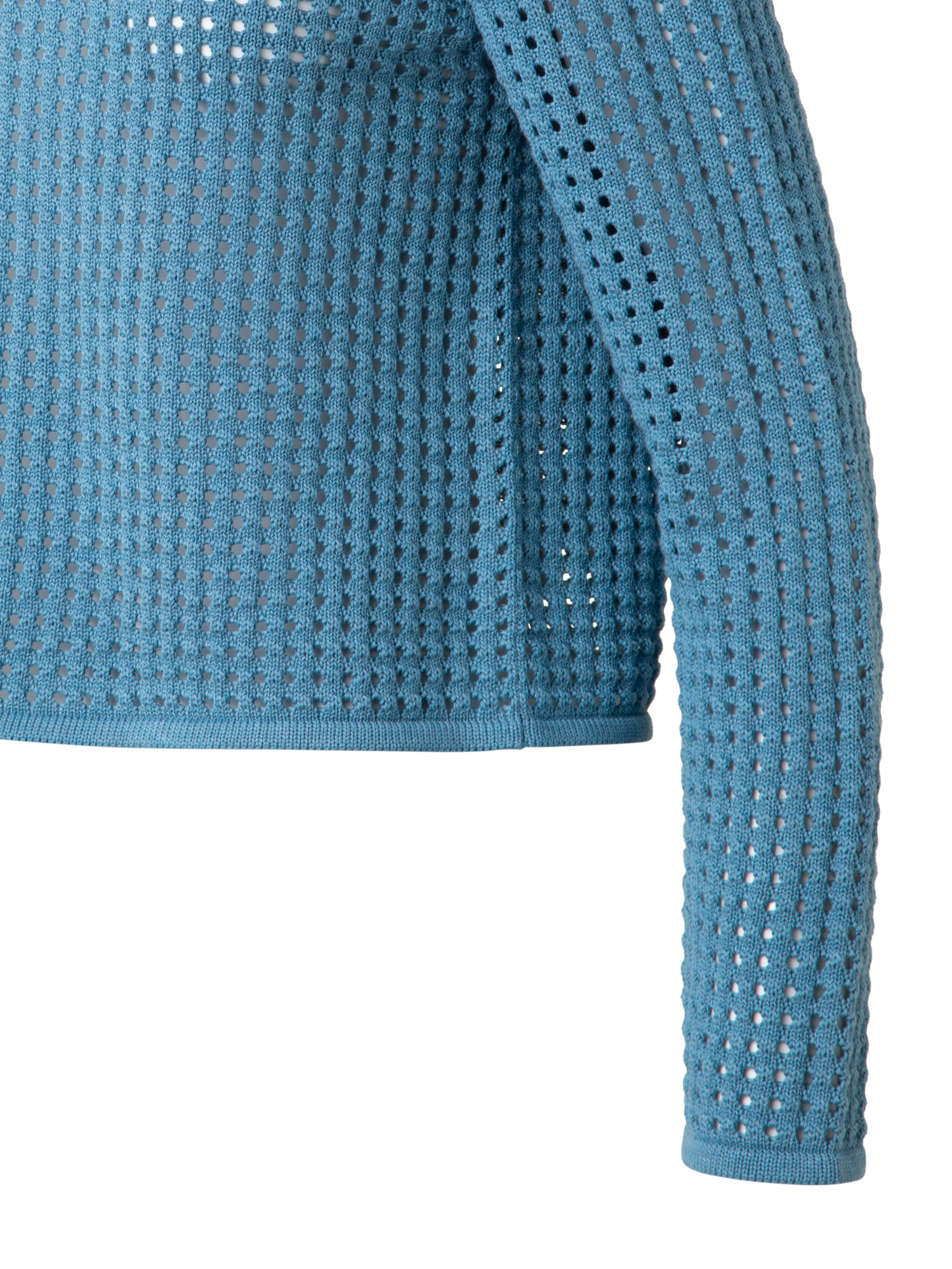 Designer Strickpullover aus grobem Baumwollmesh - Blau