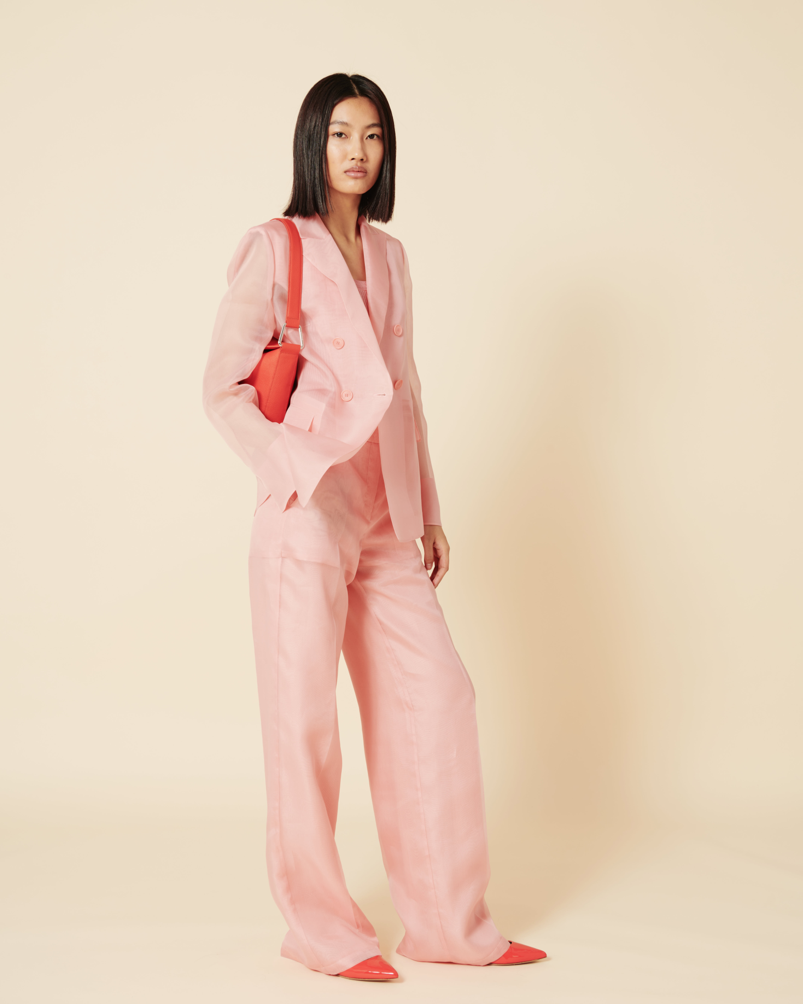 Designer Geripptes Seiden-Tanktop - Rosa 