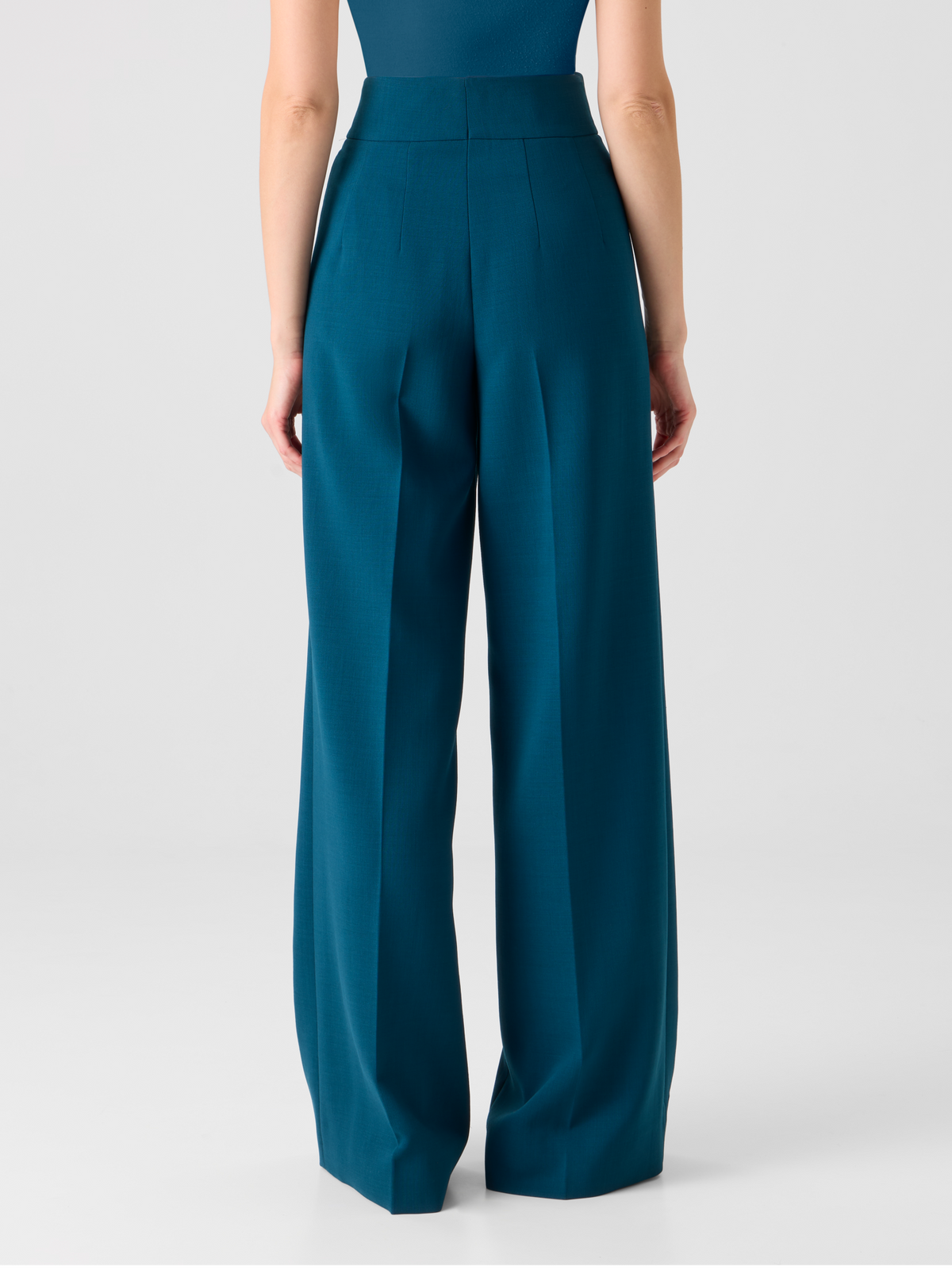 Designer Fiyuki High Waist Hose aus Woll-Doubleface - Grün #editorial