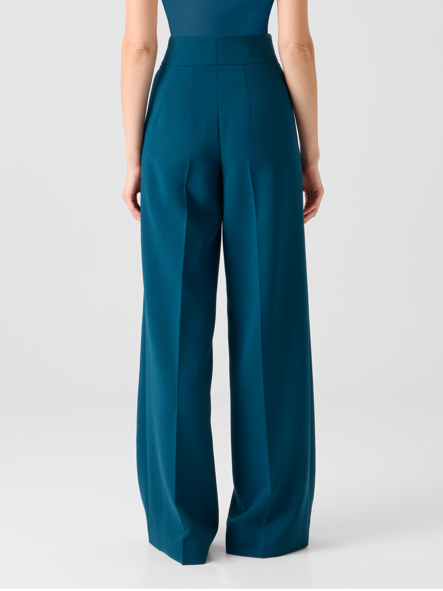 Designer Fiyuki High Waist Hose aus Woll-Doubleface - Grün 