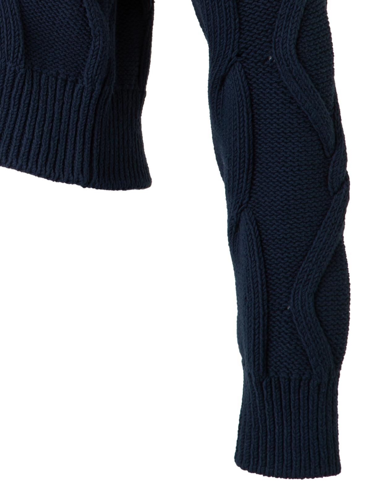 Designer Chunky Baumwolll-Strickjacke Zopfmuster - Dunkelblau - Blau