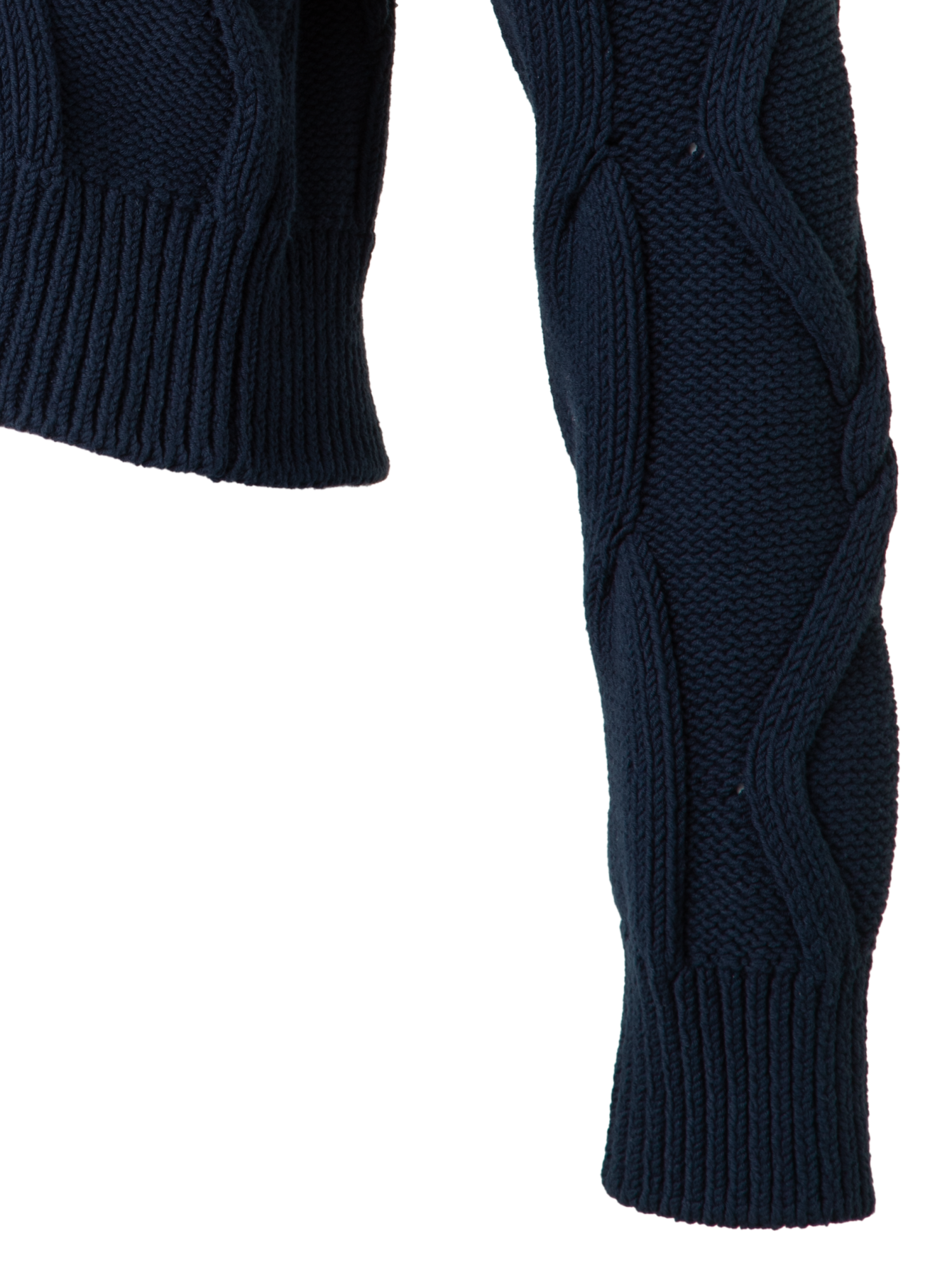 Designer Chunky Baumwolll-Strickjacke Zopfmuster - Dunkelblau - Blau