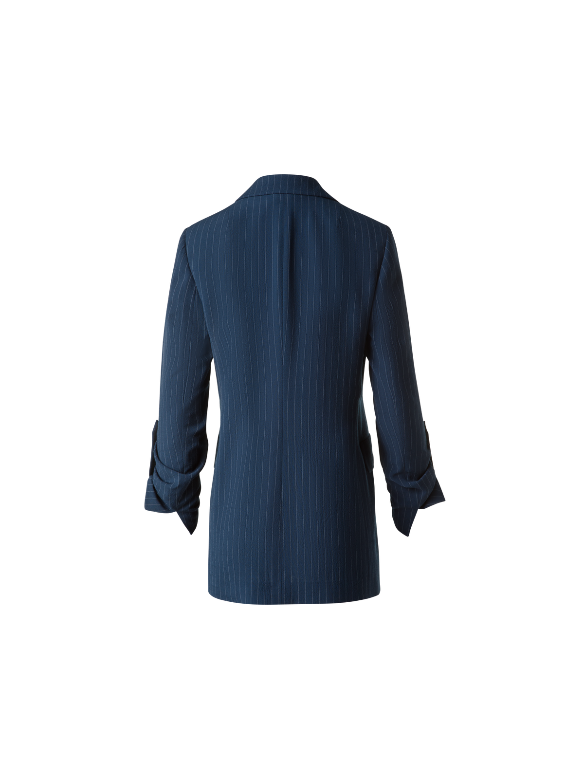 Designer Boyfriend-Blazer aus gestreifter Cool Wool - Dunkelblau - Blau