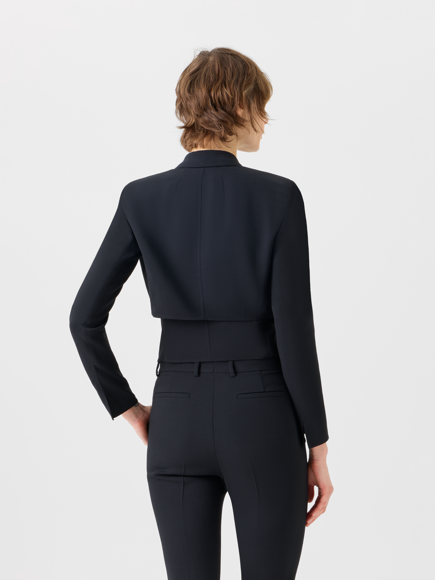 Designer Helline Asymmetrische Jacke mit abnehmbarem Bolero - Schwarz 