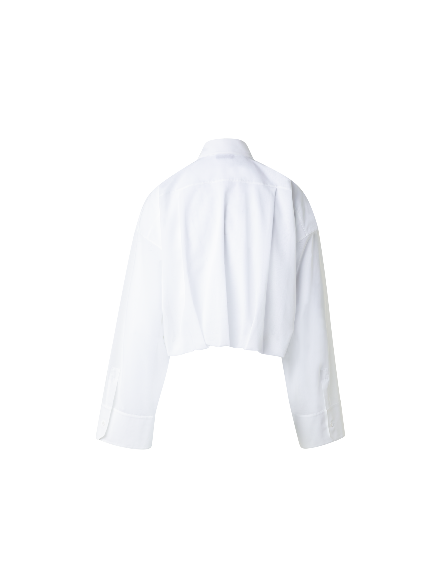 Designer Kurze Baumwoll-Bluse mit weiten Ärmeln - Ecru - Weiss