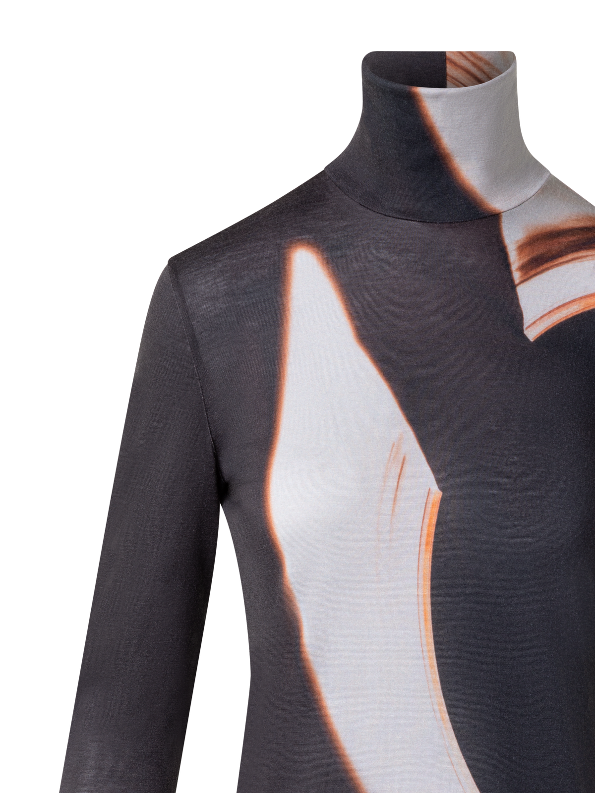 Designer Kaschmir-Seiden-Top mit Mocca Loop Druck - Braun - Bunt