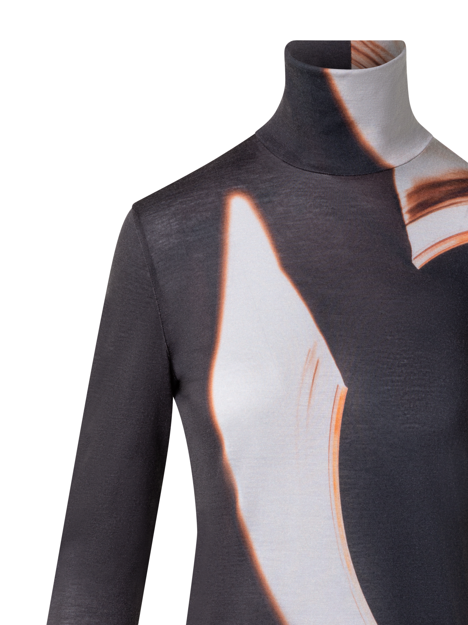 Designer Kaschmir-Seiden-Top mit Mocca Loop Druck - Braun - Bunt