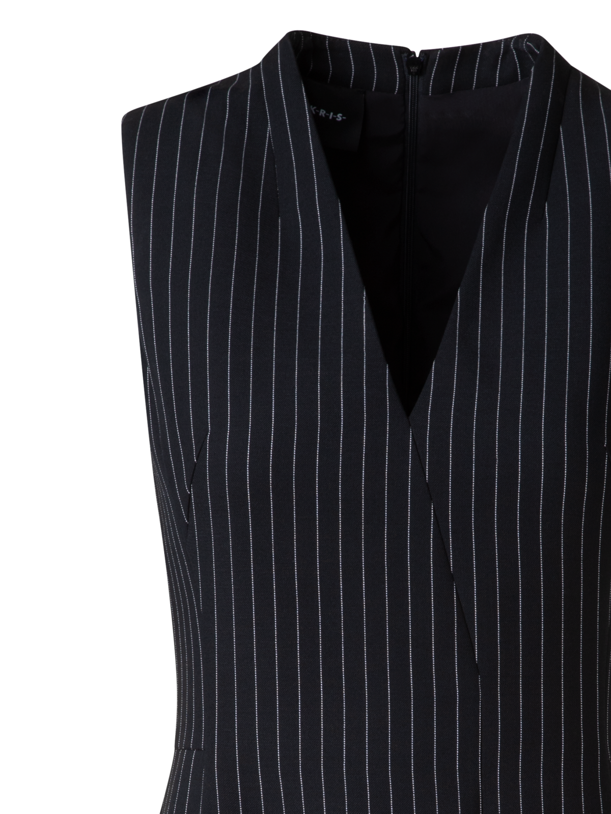 Designer Etuikleid aus Woll-Doubleface mit Nadelstreifen - Schwarz