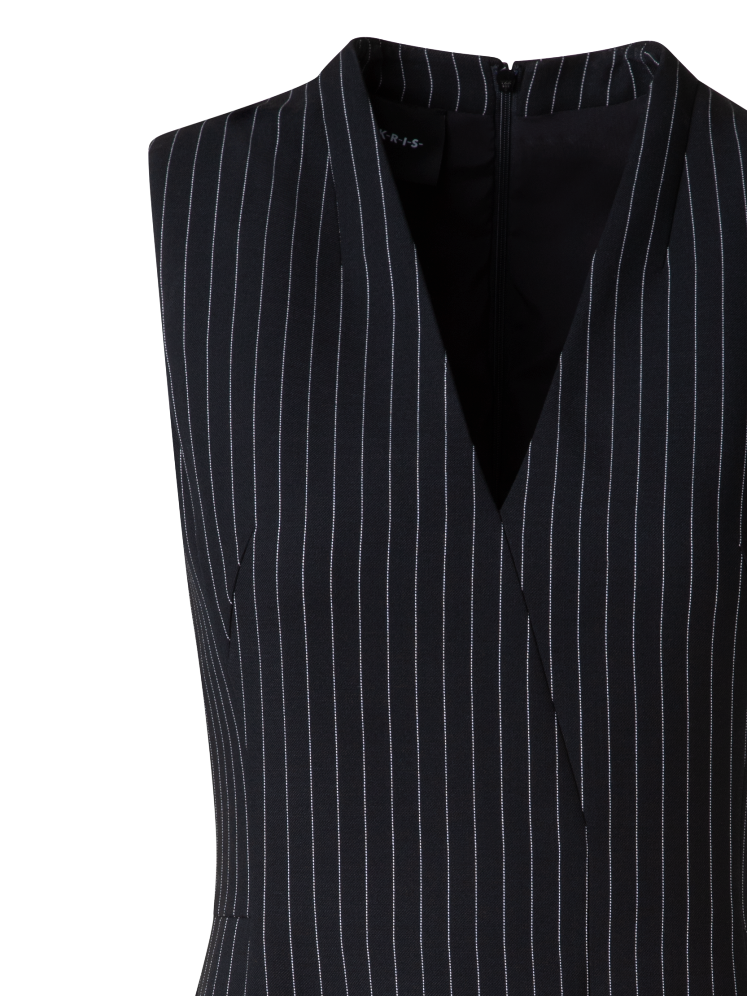 Designer Etuikleid aus Woll-Doubleface mit Nadelstreifen - Schwarz