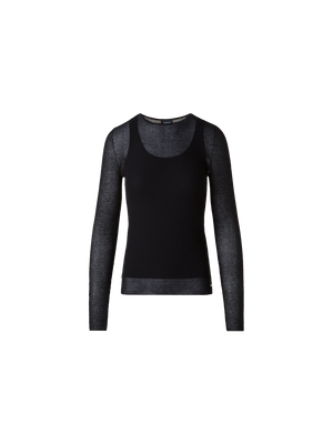 Designer Pullover aus halbtransparenter Baumwolle - Schwarz