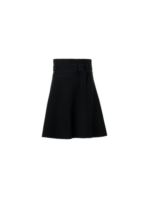 Designer Minirock aus Milano-Strick mit Gürtel - Schwarz