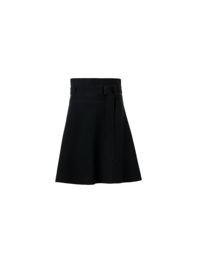 Designer Minirock aus Milano-Strick mit Gürtel - Schwarz