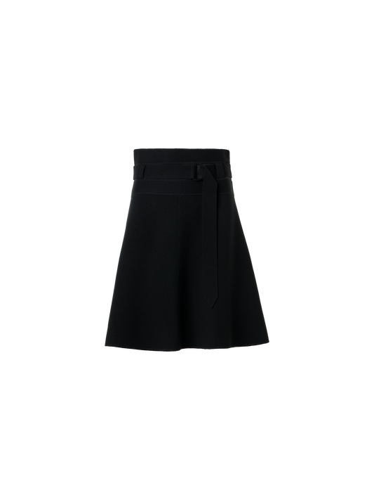 Designer Minirock aus Milano-Strick mit Gürtel - Schwarz