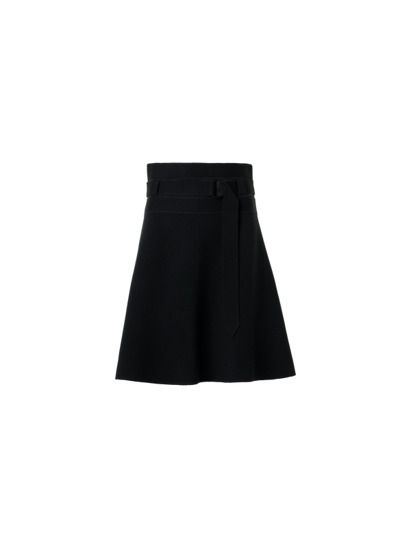 Designer Minirock aus Milano-Strick mit Gürtel - Schwarz