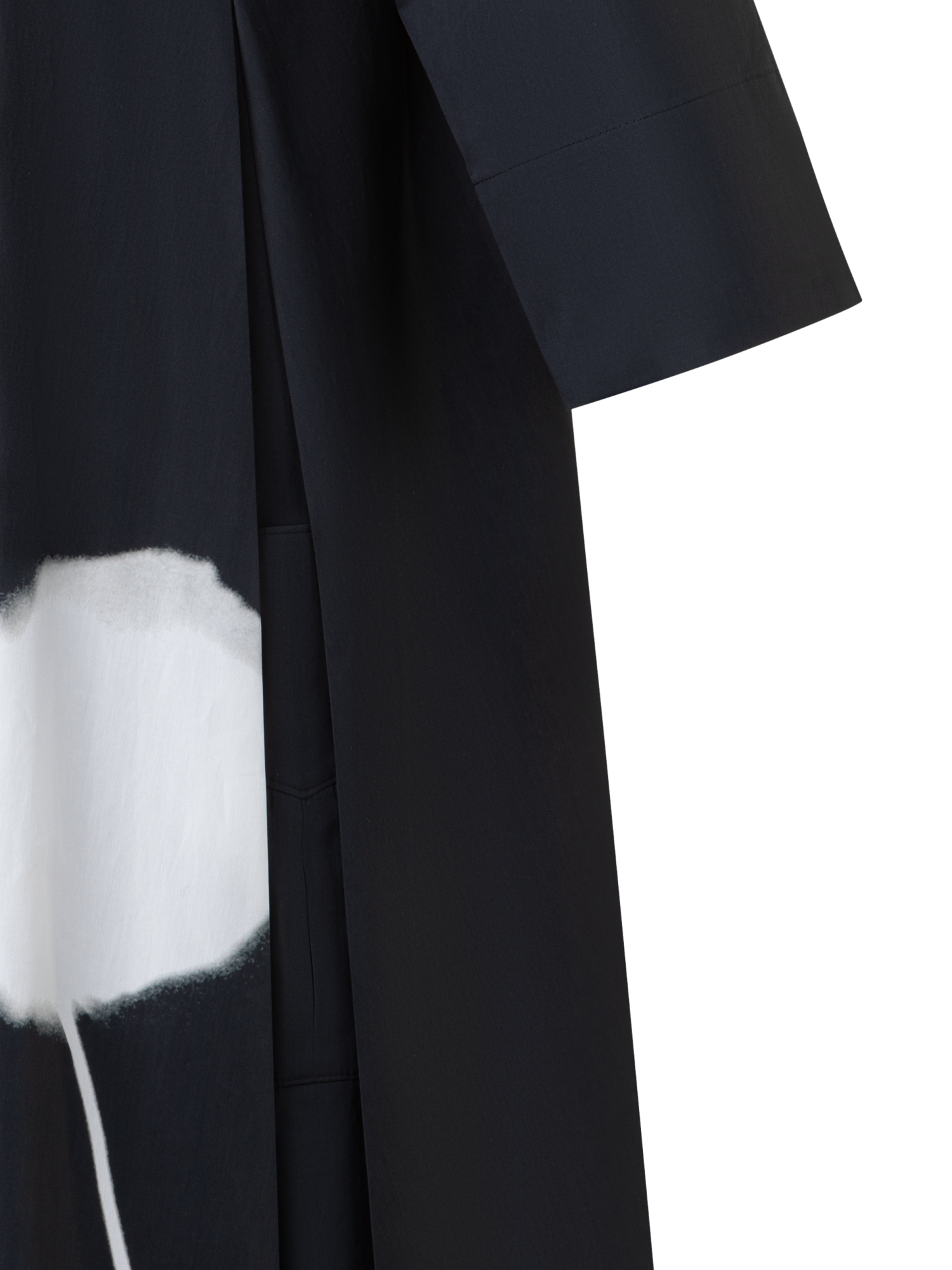 Designer Midi-Hemdkleid mit Dandelion Druck - Schwarz - Bunt