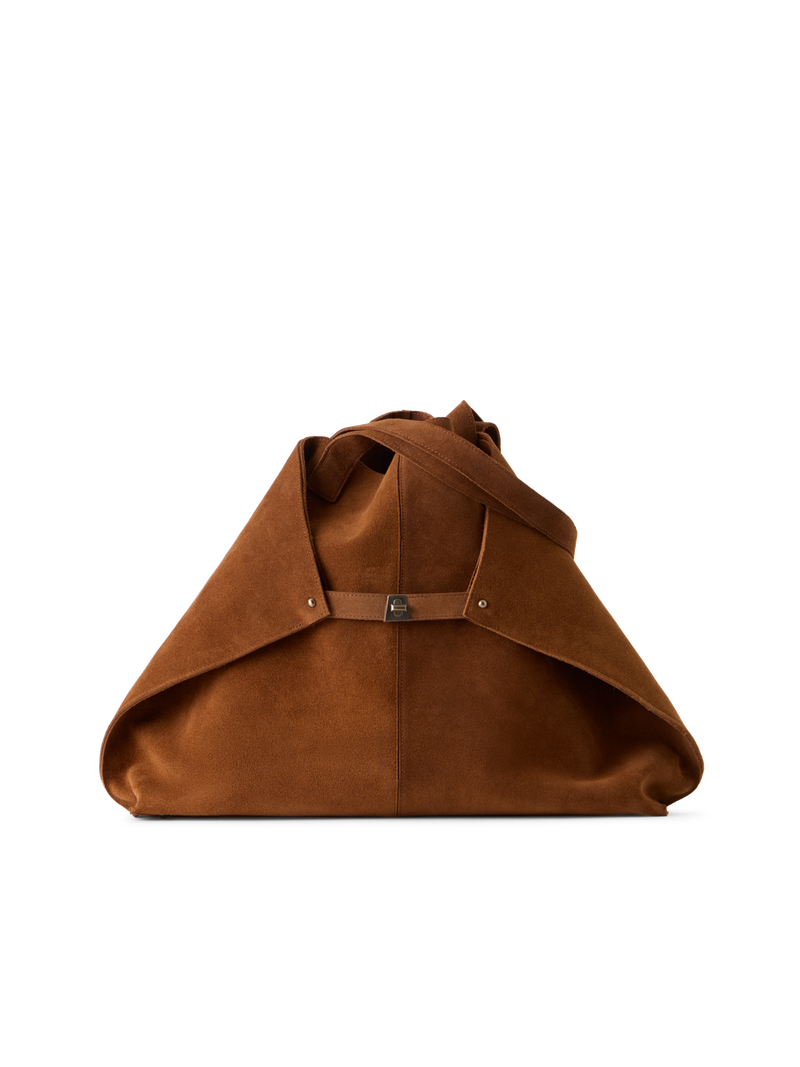 Designer Ai XL Schultertasche aus Veloursleder - Braun