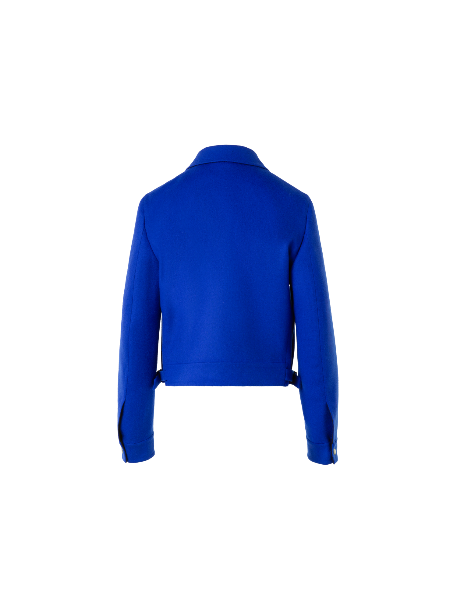 Designer Kurzer Wollflanell Doubleface Blouson - Blau
