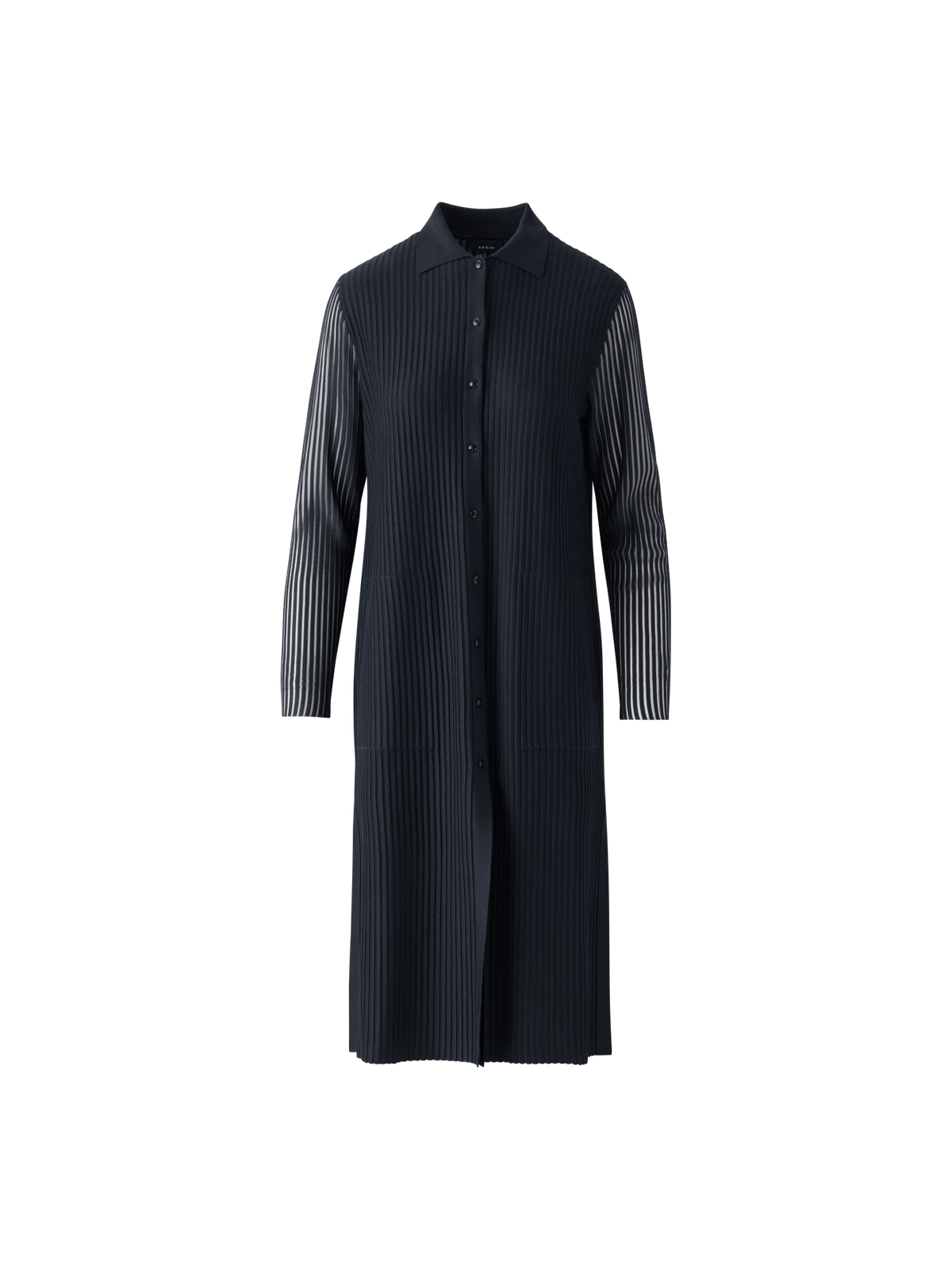 Designer Langer Strickmantel aus Seidenbaumwolle - Schwarz