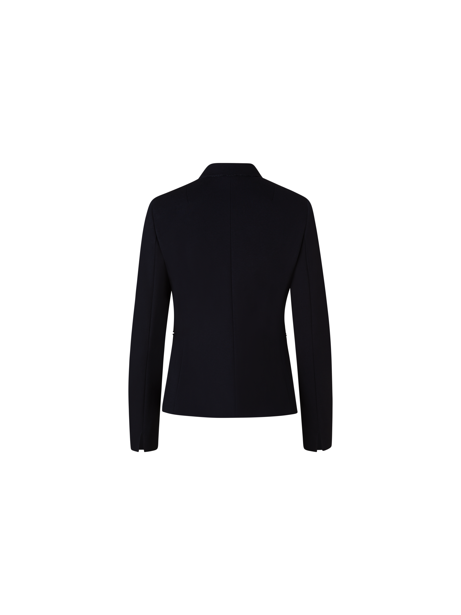 Designer Jersey Blazer mit Faux-Leder-Kragen - Schwarz