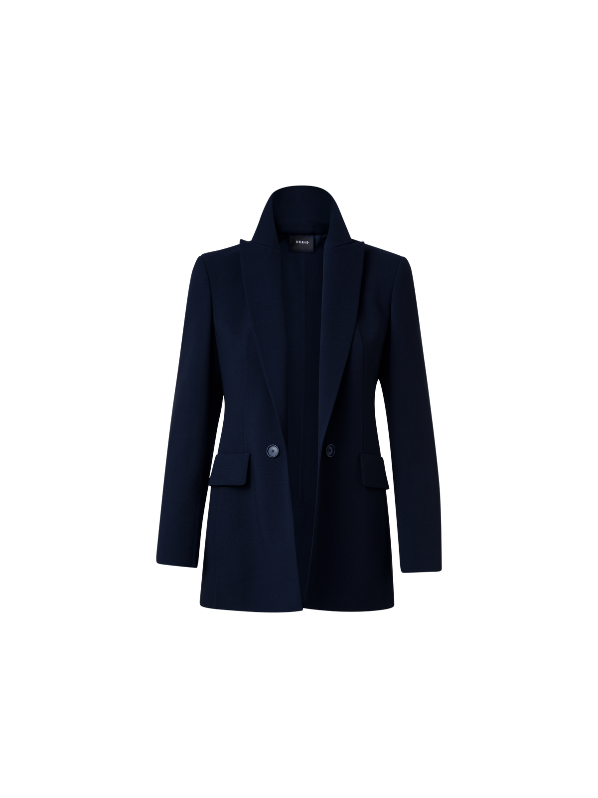 Designer Langer Blazer aus Woll-Doubleface - Dunkelblau - Blau