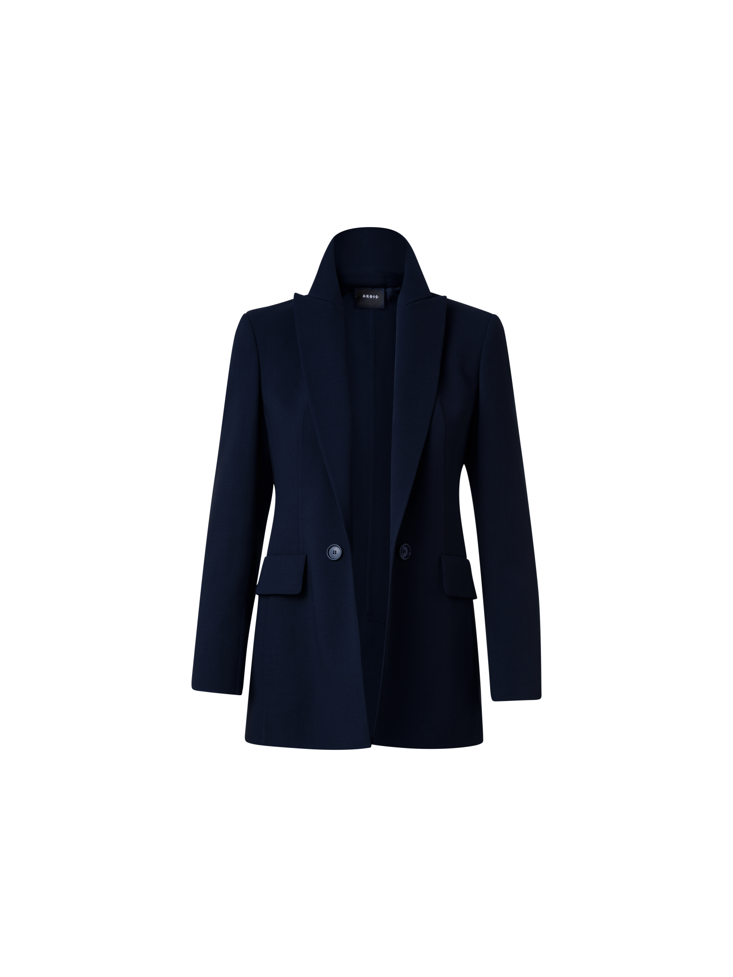 Designer Langer Blazer aus Woll-Doubleface - Dunkelblau - Blau