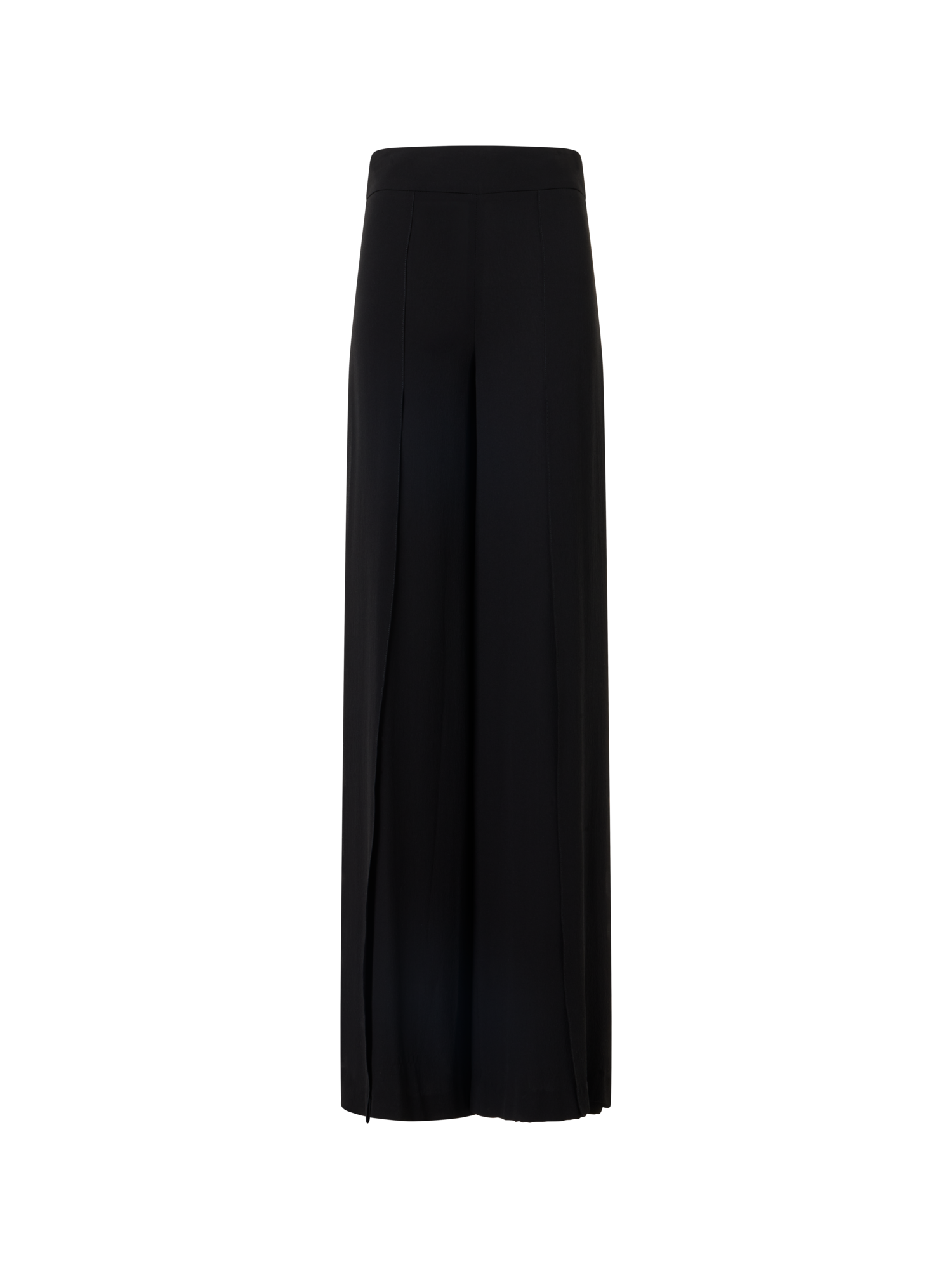 Designer Fellia Weit Ausgestellt Hose aus Seidengeorgette - Schwarz