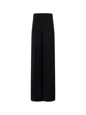 Designer Fellia Weit Ausgestellt Hose aus Seidengeorgette - Schwarz