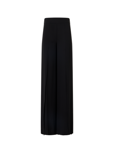 Designer Fellia Weit Ausgestellt Hose aus Seidengeorgette - Schwarz