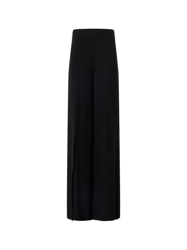 Designer Fellia Weit Ausgestellt Hose aus Seidengeorgette - Schwarz
